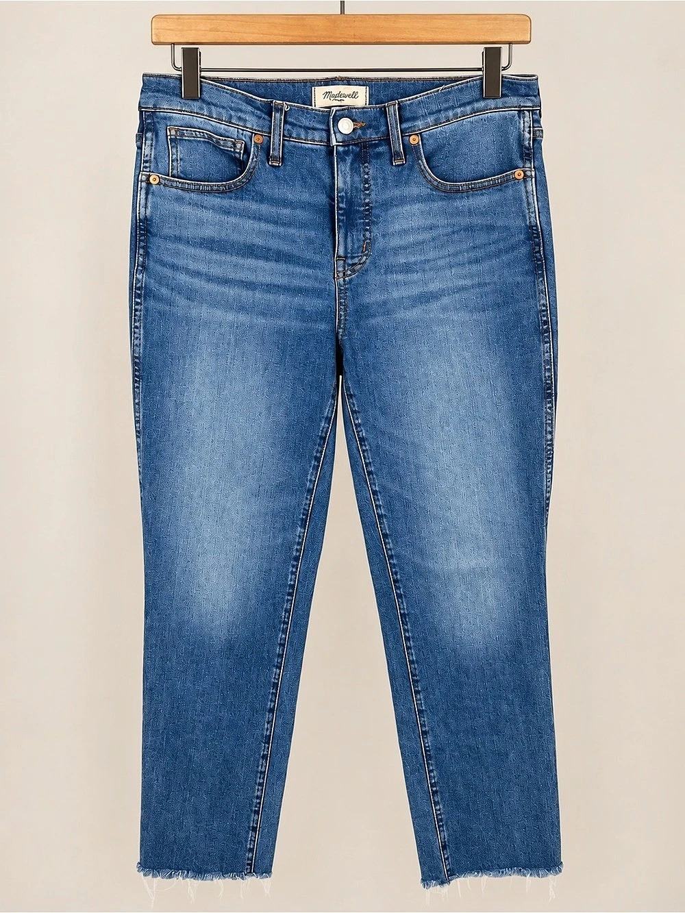 Madewell Mid-Rise Stovepipe Jeans Raw Hem Size 29